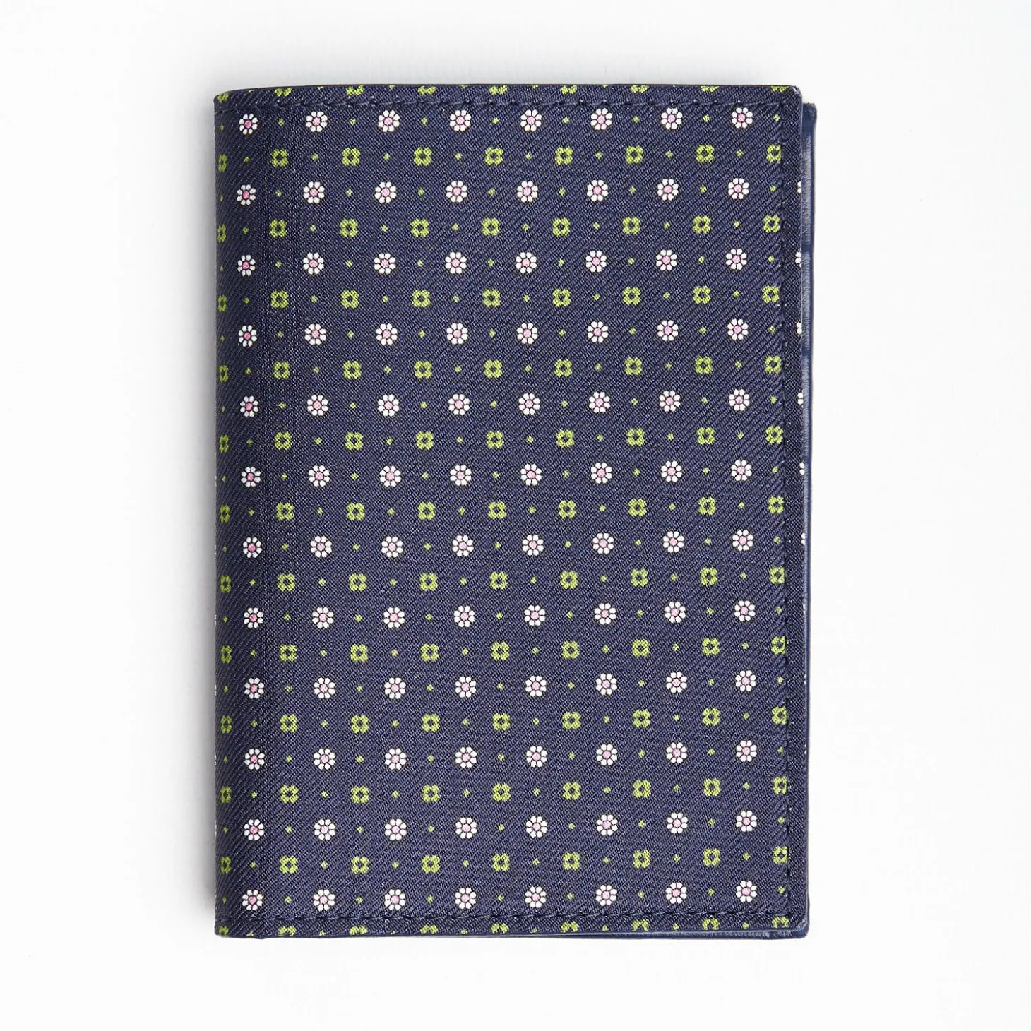 Dark Blue Vertical Wallet In Silk And Leather