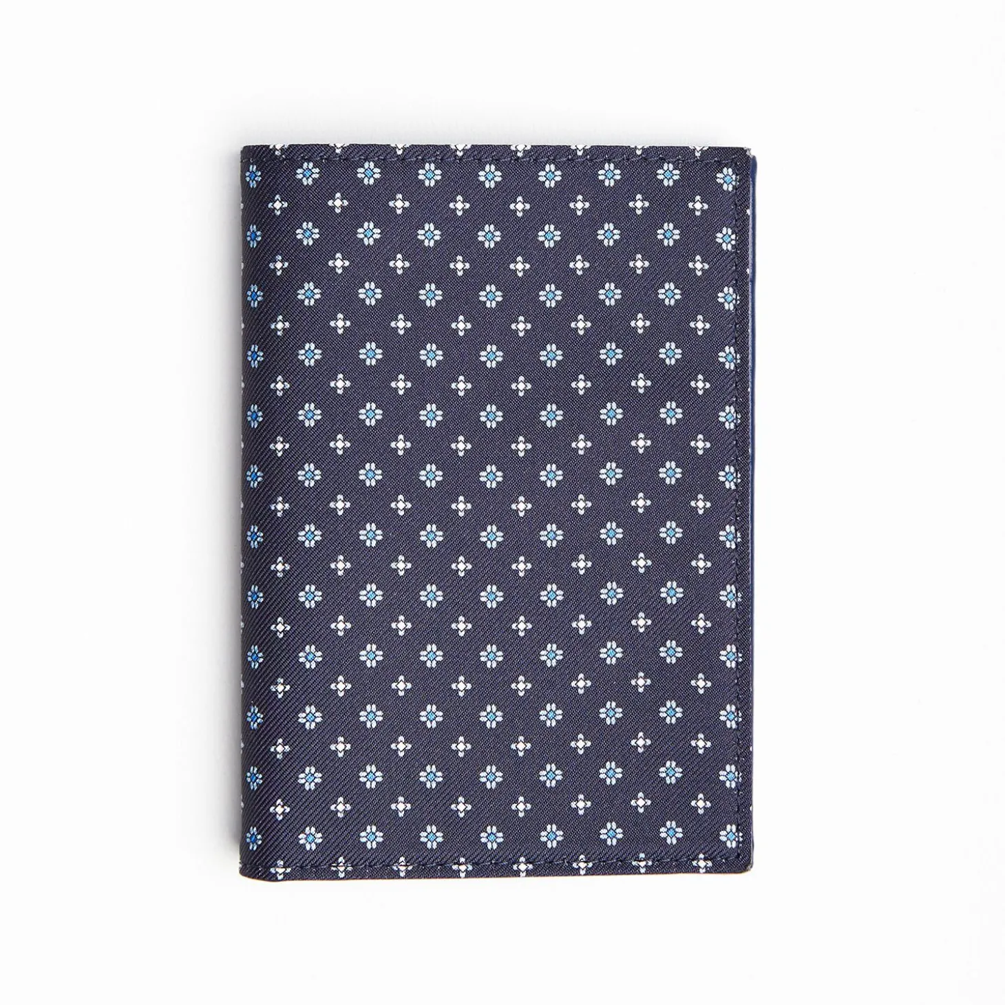 Dark Blue Vertical Wallet In Silk And Leather