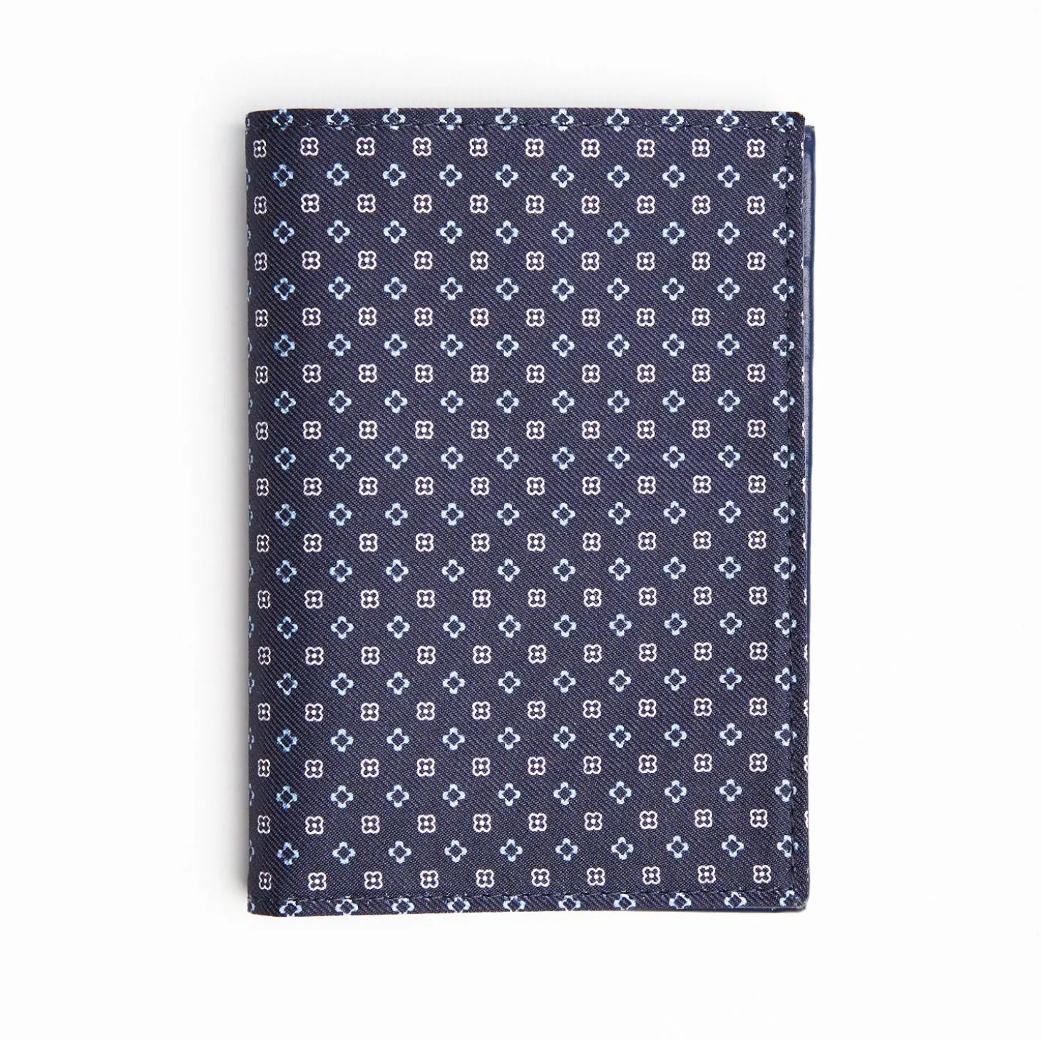 Dark Blue Vertical Wallet In Silk And Leather