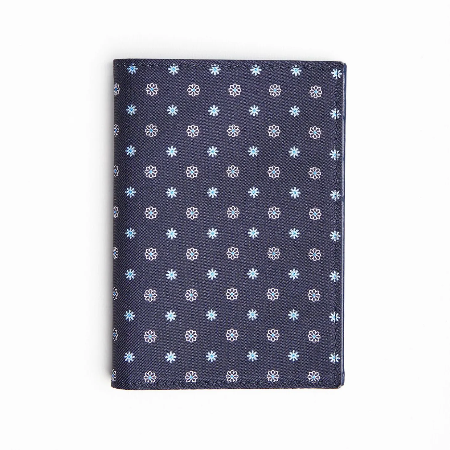 Dark Blue Vertical Wallet In Silk And Leather