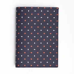 Dark Blue Vertical Wallet In Silk And Leather