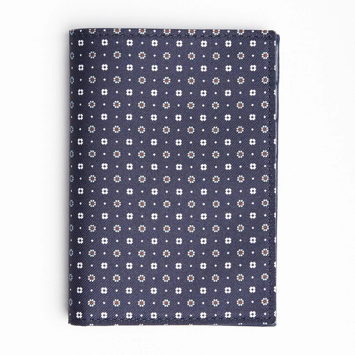 Dark Blue Vertical Wallet In Silk And Leather
