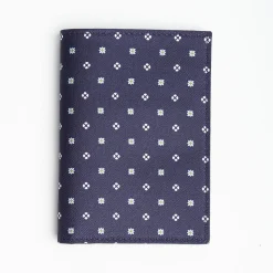 Dark Blue Vertical Wallet In Silk And Leather