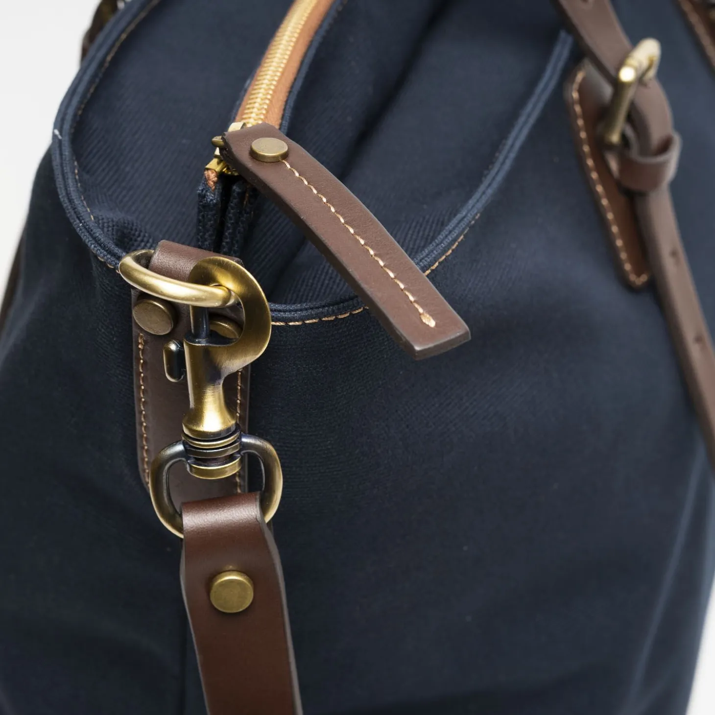Dark Blue Weekend Bag With Leather Trim