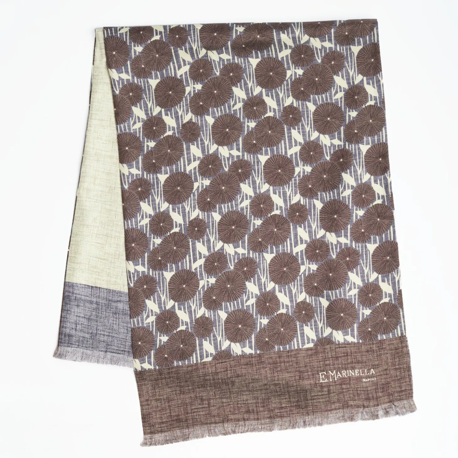 Dark Brown And Beige Double Silk Scarf