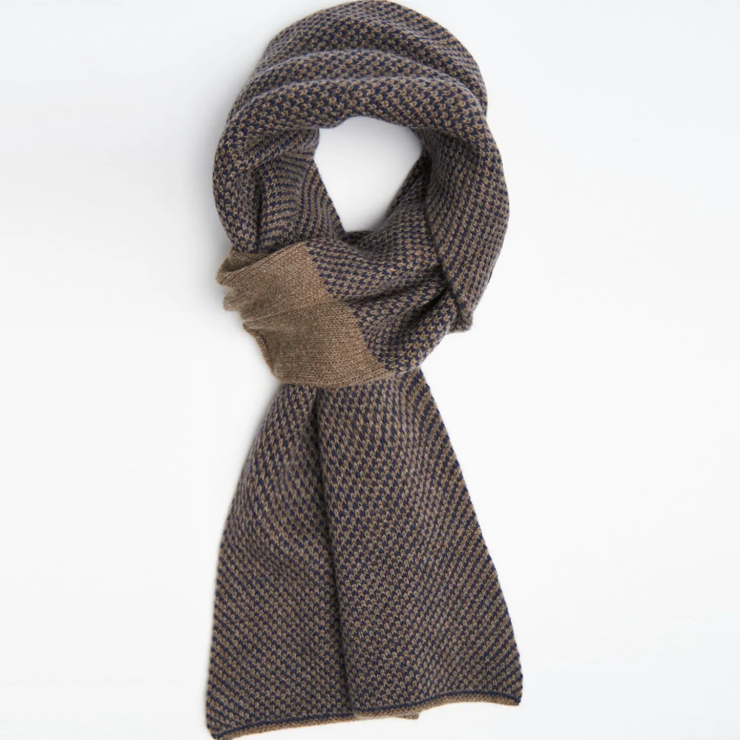 Dark Brown And Blue Cashmere Neck Warmer