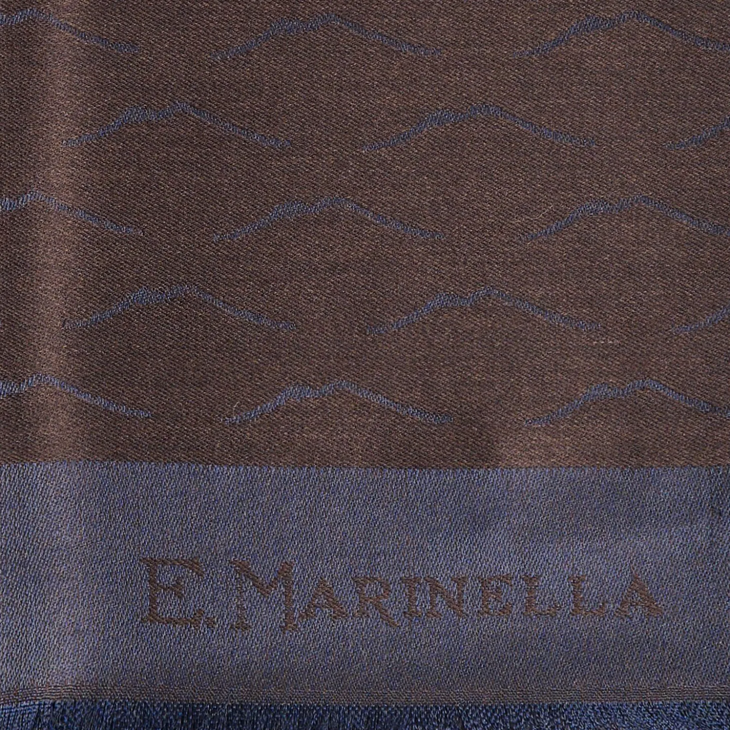 Dark Brown And Blue Wool And Silk Vesuvius Scarf