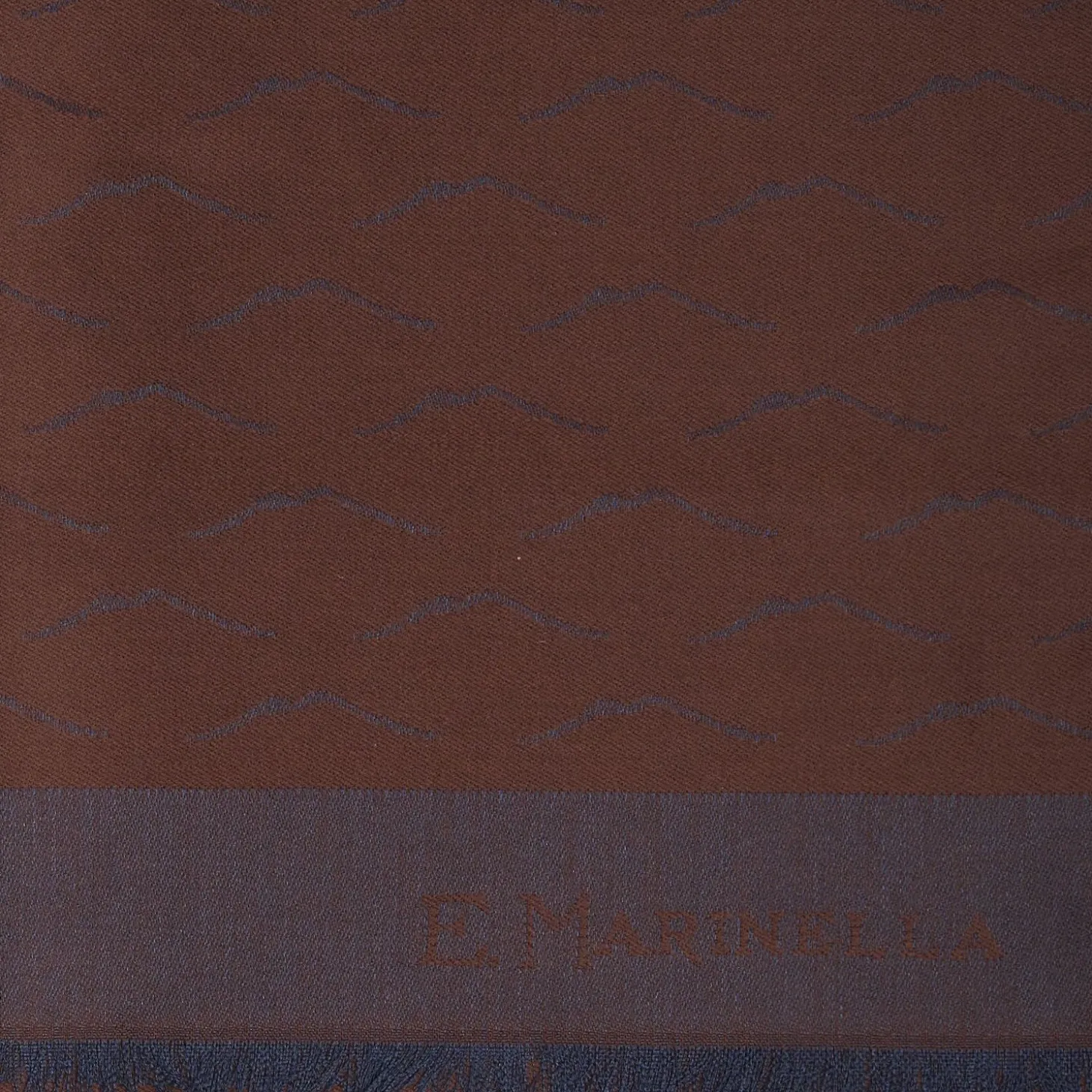 Dark Brown And Blue Wool And Silk Vesuvius Scarf