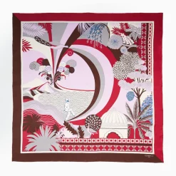 Dark Brown And Burgundy Silk Scarf 90 - Pulcinella In Naples