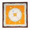 Dark Brown And Orange Silk Scarf 90 - Luchy Charms