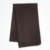 Dark Brown Em Logo Scarf In Wool And Cashmere