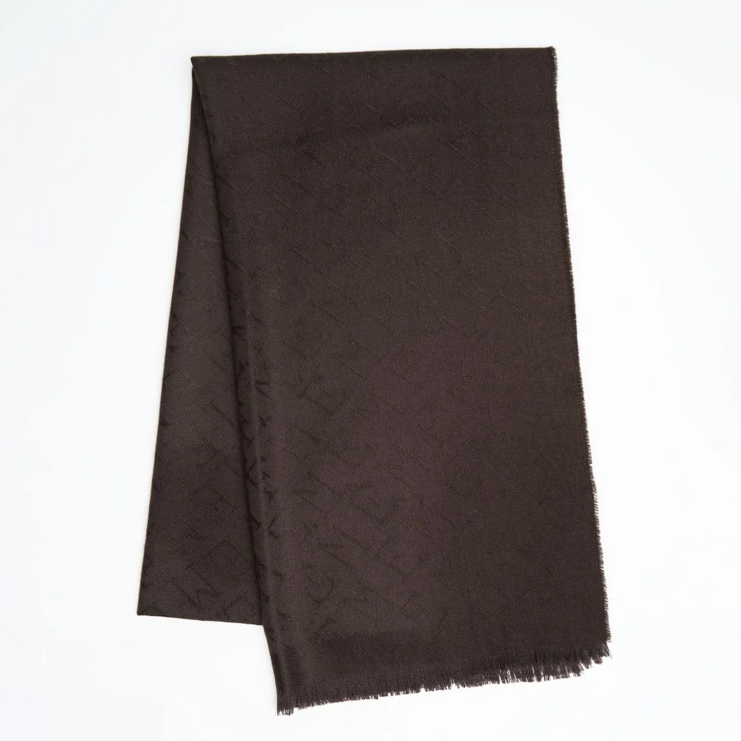 Dark Brown Em Logo Scarf In Wool And Cashmere