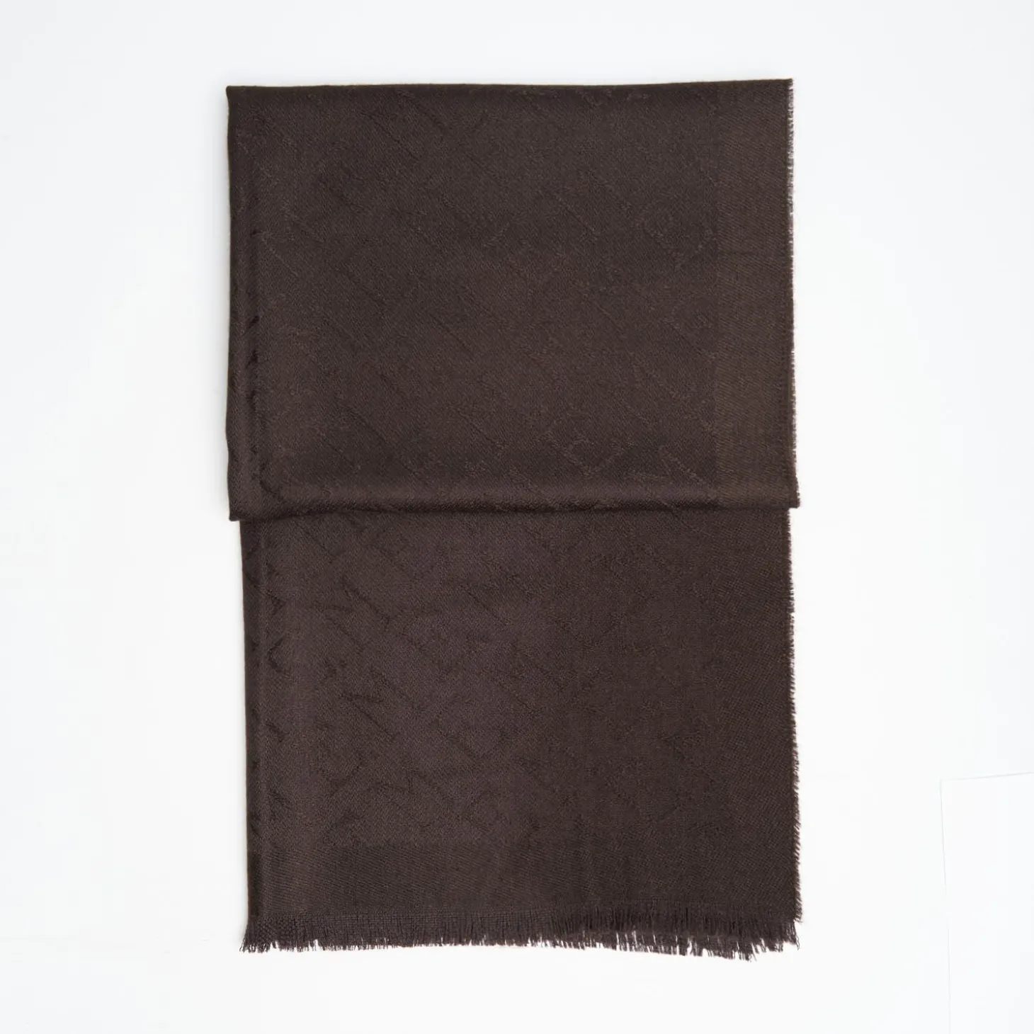 Dark Brown Em Logo Scarf In Wool And Cashmere