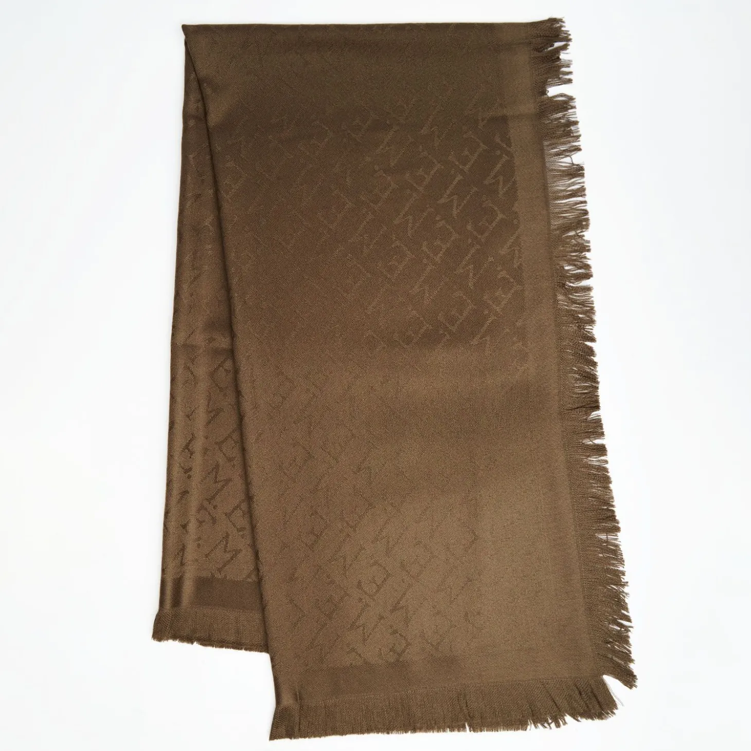 Dark Brown Em Logo Wool And Silk Stole