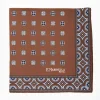 Dark Brown Hand-Printed Silk Pocket Square Large Flower Pattern
