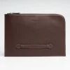 Dark Brown Leather Portfolio With Strap
