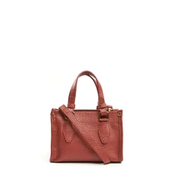 Dark Brown Mini Shopping Bag In Hammered Leather