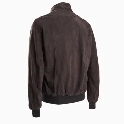 Dark Brown Reversible Suede Leather And Nylon Jacket