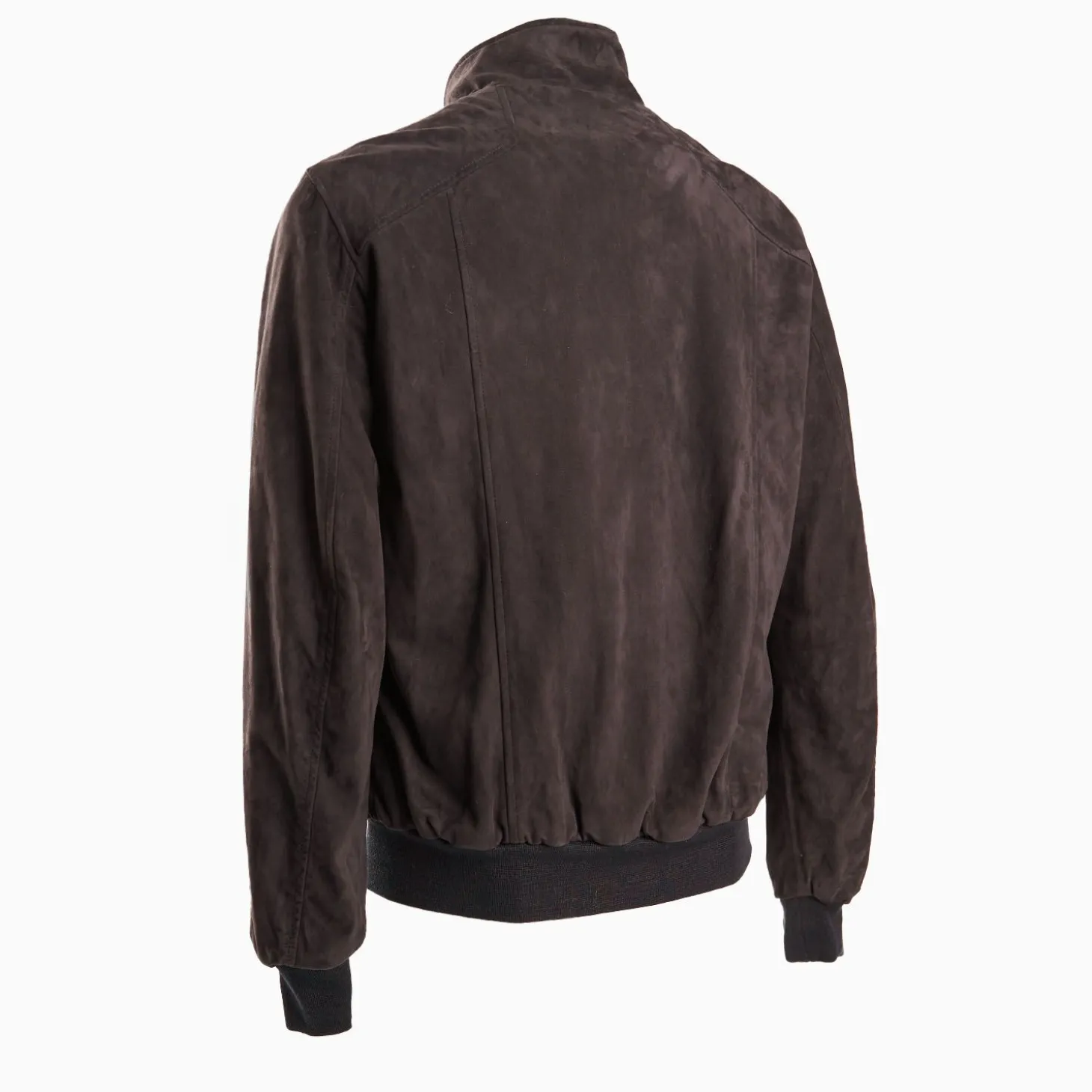 Dark Brown Reversible Suede Leather And Nylon Jacket