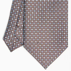 Dark Brown Sartorial Classic Silk Tie Small Flower Pattern