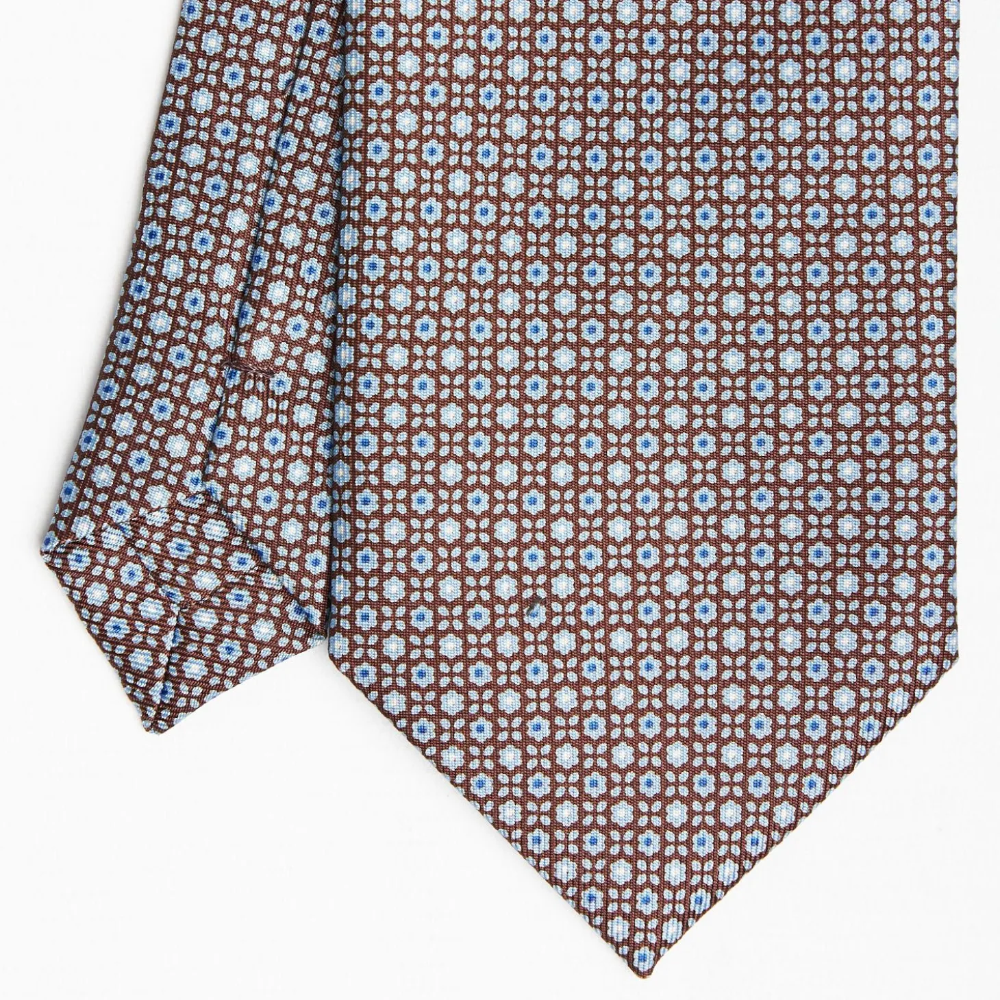 Dark Brown Sartorial Classic Silk Tie Small Flower Pattern