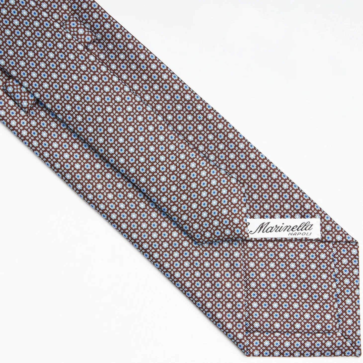 Dark Brown Sartorial Classic Silk Tie Small Flower Pattern