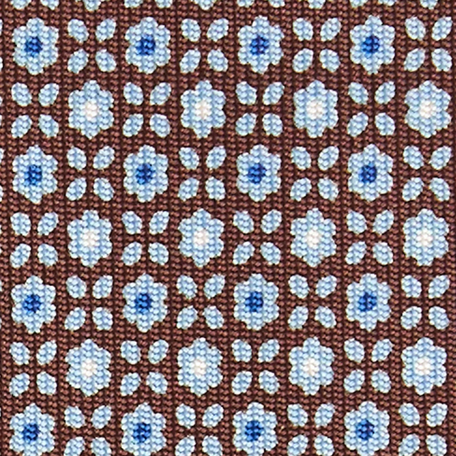 Dark Brown Sartorial Classic Silk Tie Small Flower Pattern