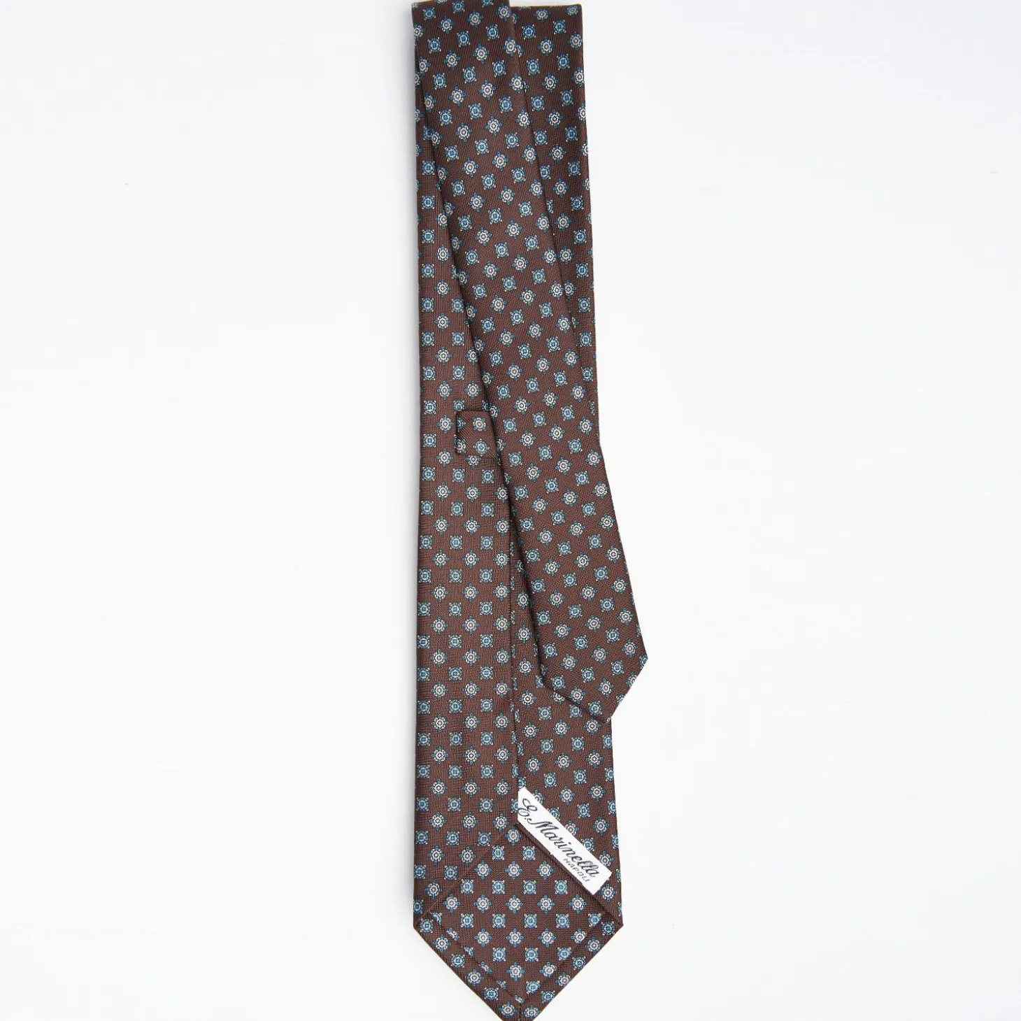 Dark Brown Sartorial Classic Silk Tie - Small Flower Pattern