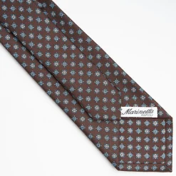 Dark Brown Sartorial Classic Silk Tie - Small Flower Pattern