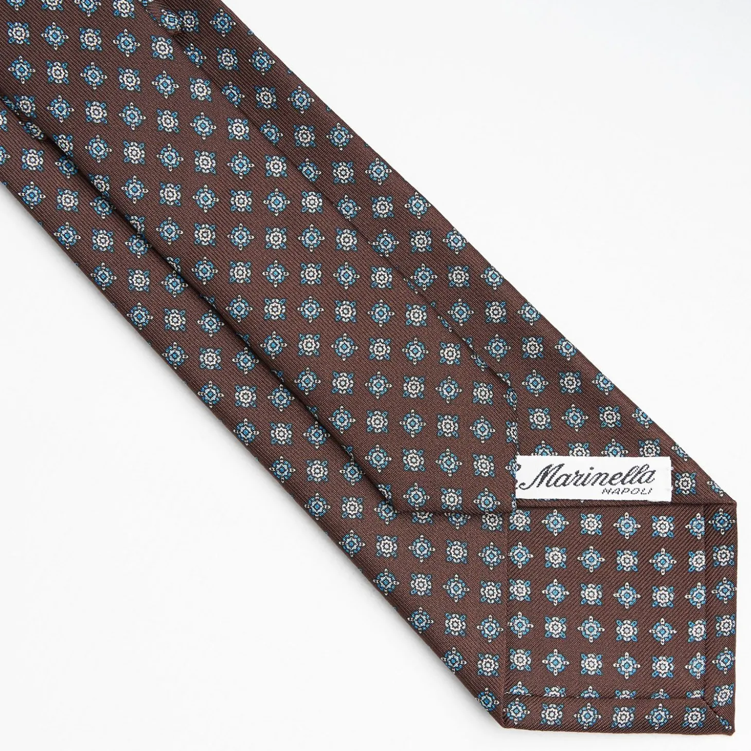 Dark Brown Sartorial Classic Silk Tie - Small Flower Pattern
