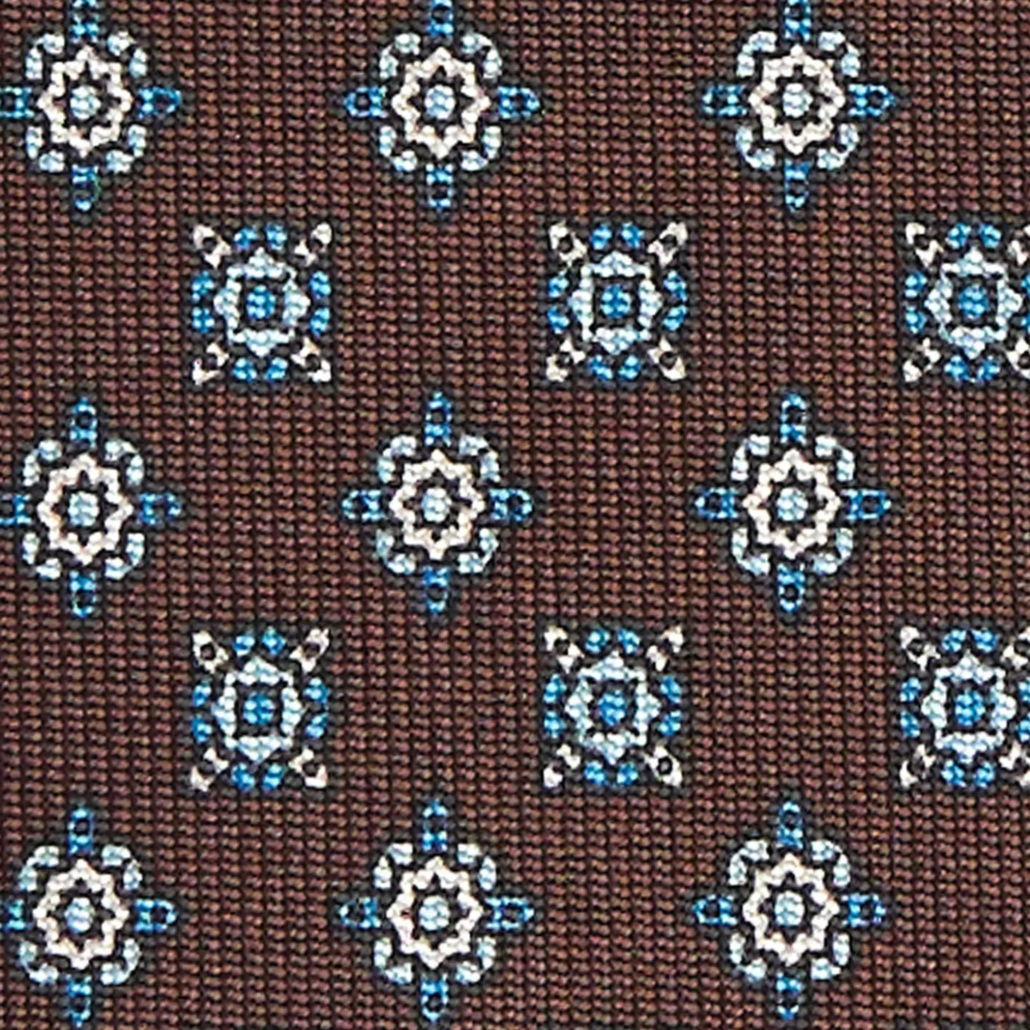 Dark Brown Sartorial Classic Silk Tie - Small Flower Pattern