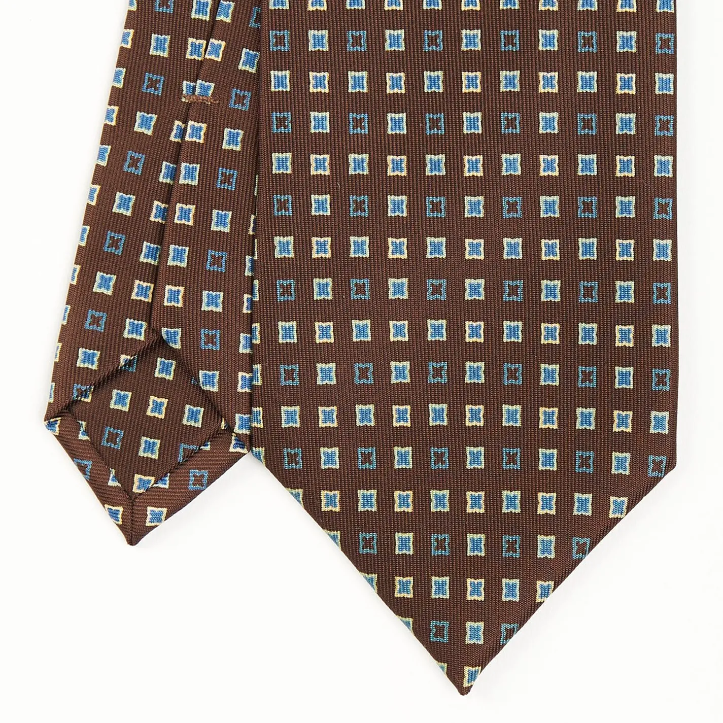 Dark Brown Sartorial Classic Silk Tie - Small Flower Pattern