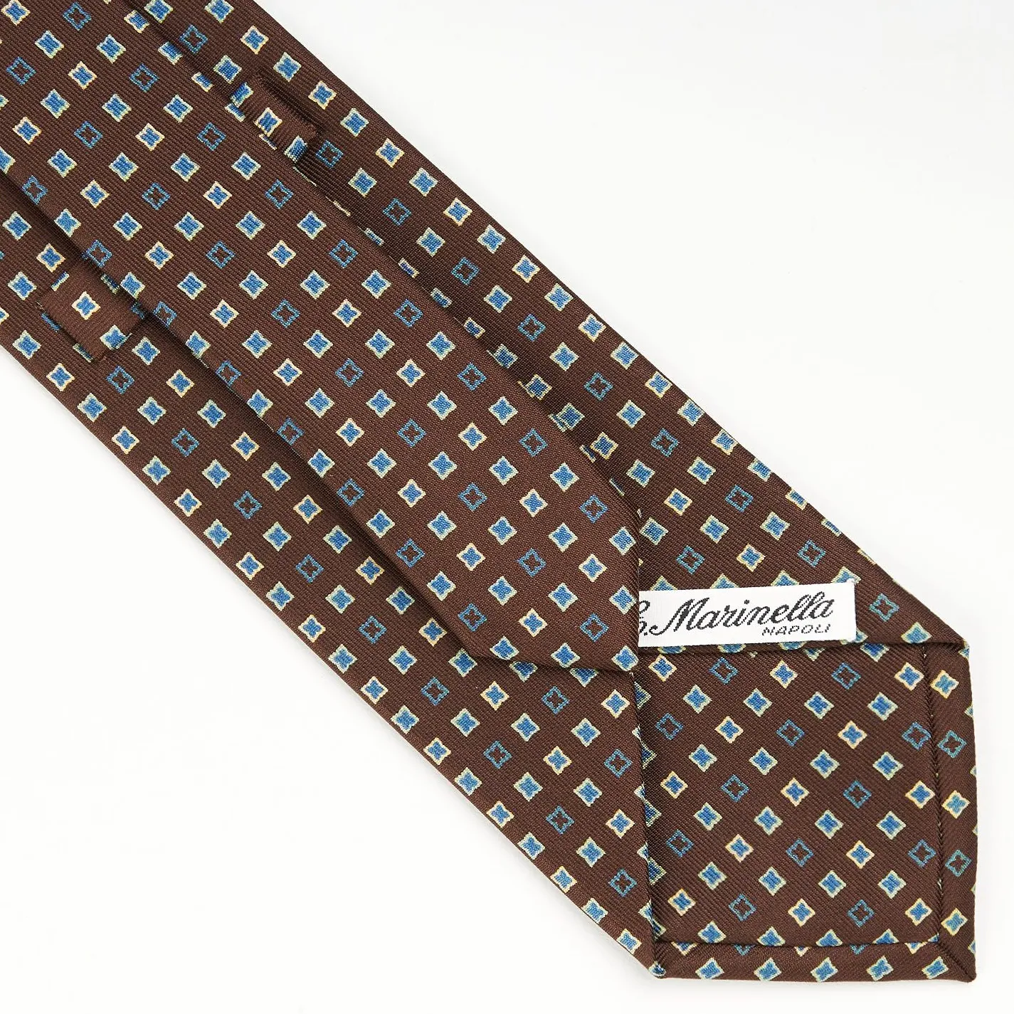 Dark Brown Sartorial Classic Silk Tie - Small Flower Pattern