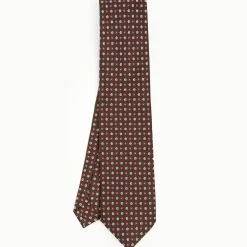 Dark Brown Sartorial Classic Tie - Small Flower Pattern