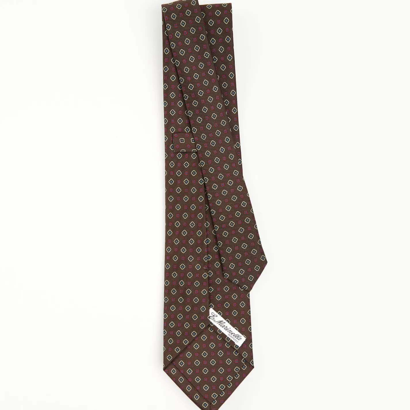 Dark Brown Sartorial Classic Silk Tie - Small Flower Pattern