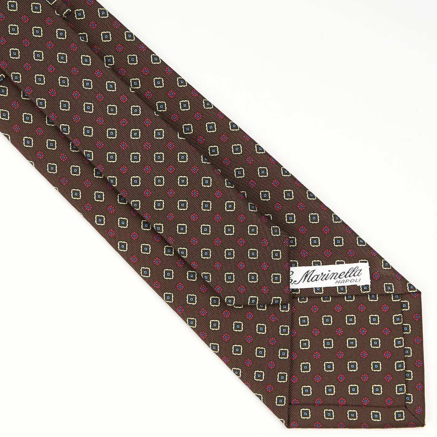Dark Brown Sartorial Classic Silk Tie - Small Flower Pattern