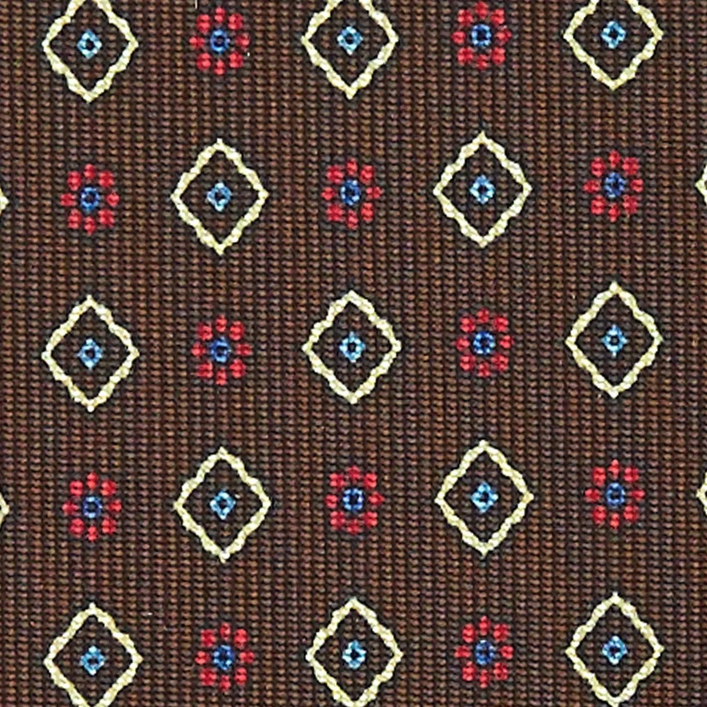 Dark Brown Sartorial Classic Silk Tie - Small Flower Pattern