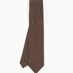 Dark Brown Sartorial Classic Tie - Small Flower Pattern