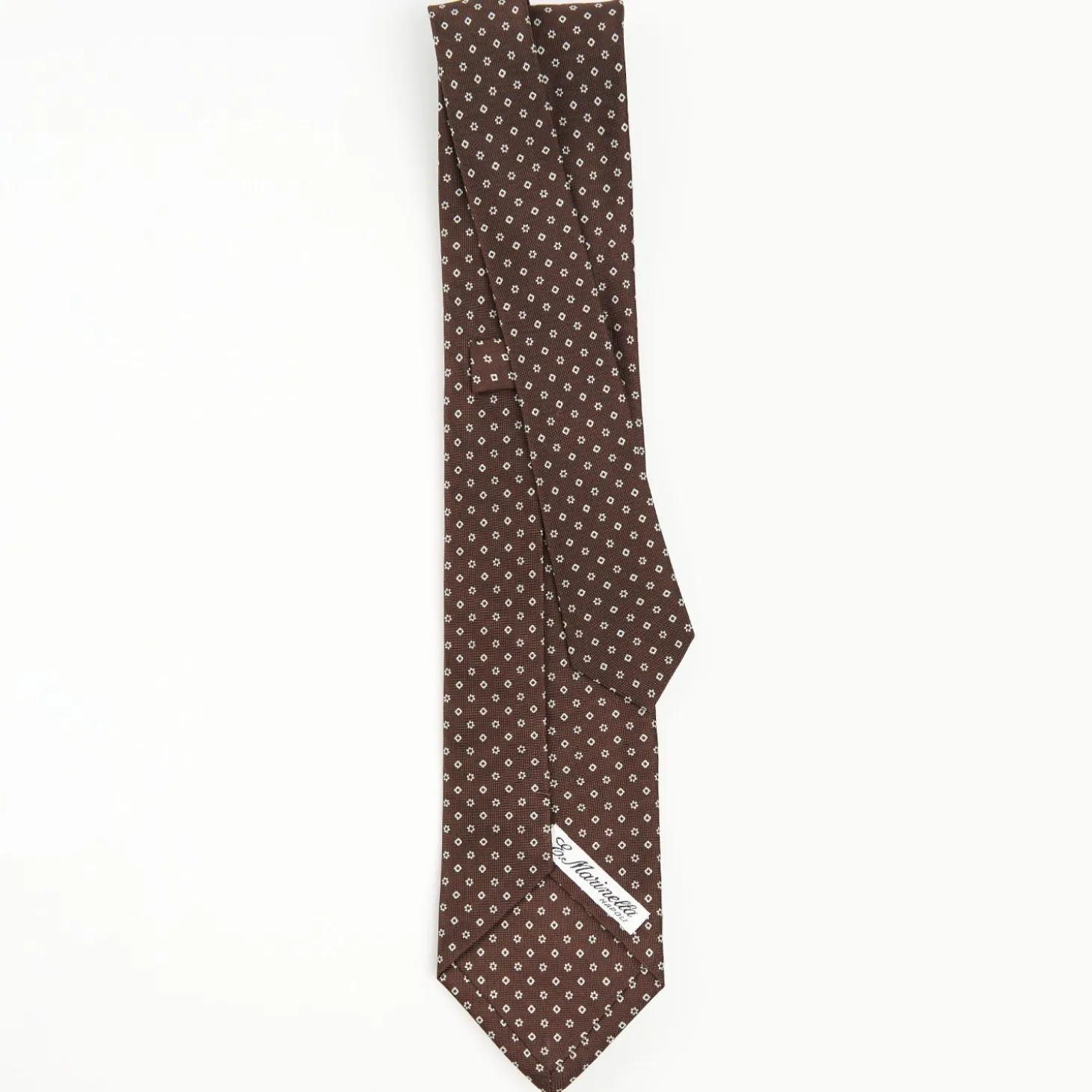 Dark Brown Sartorial Classic Tie - Small Flower Pattern