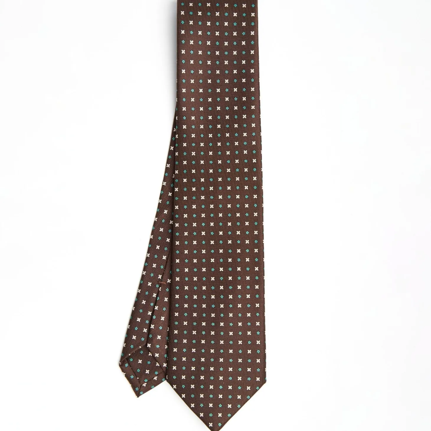 Dark Brown Sartorial Classic Silk Tie - Small Flower Pattern