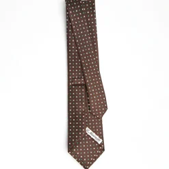 Dark Brown Sartorial Classic Silk Tie - Small Flower Pattern