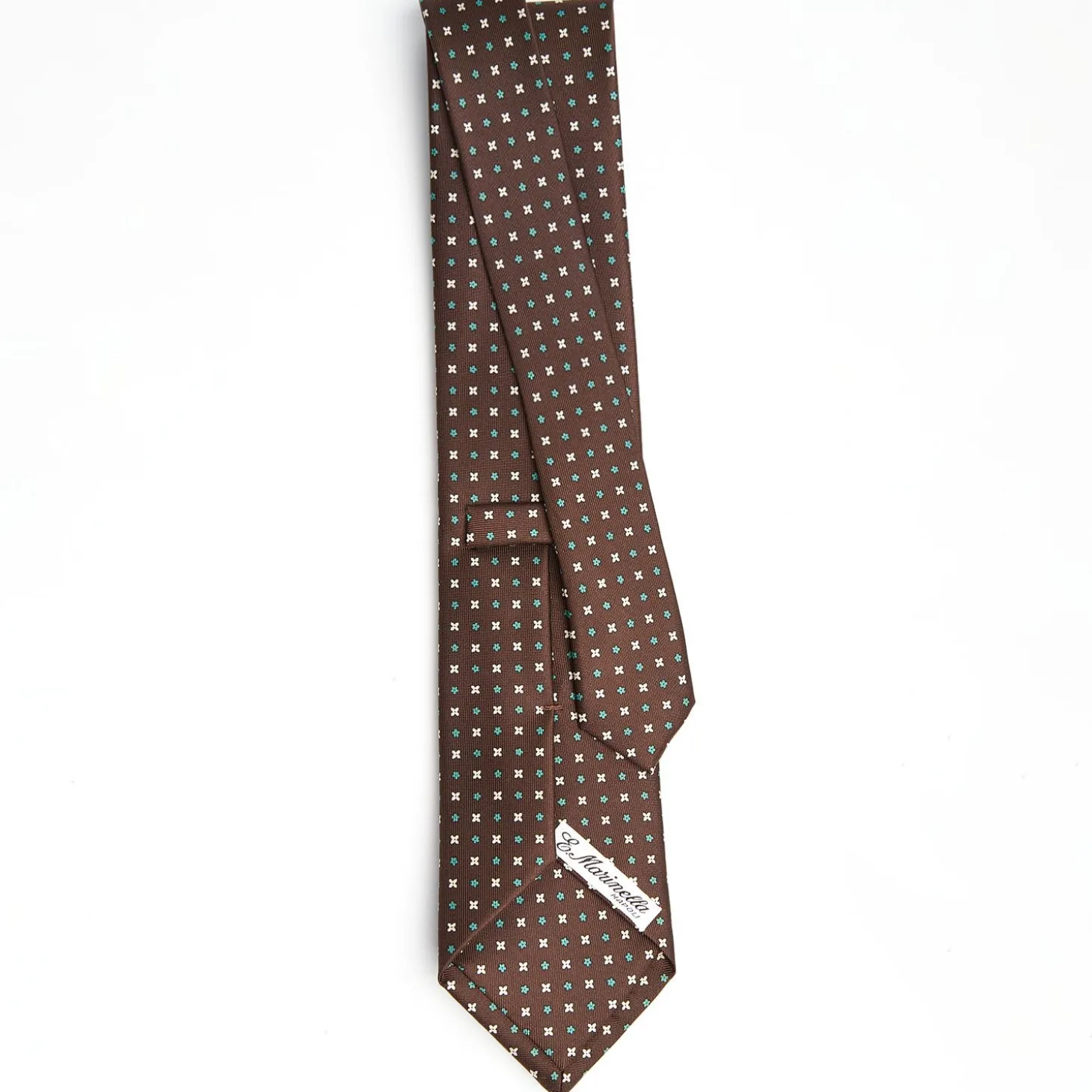 Dark Brown Sartorial Classic Silk Tie - Small Flower Pattern