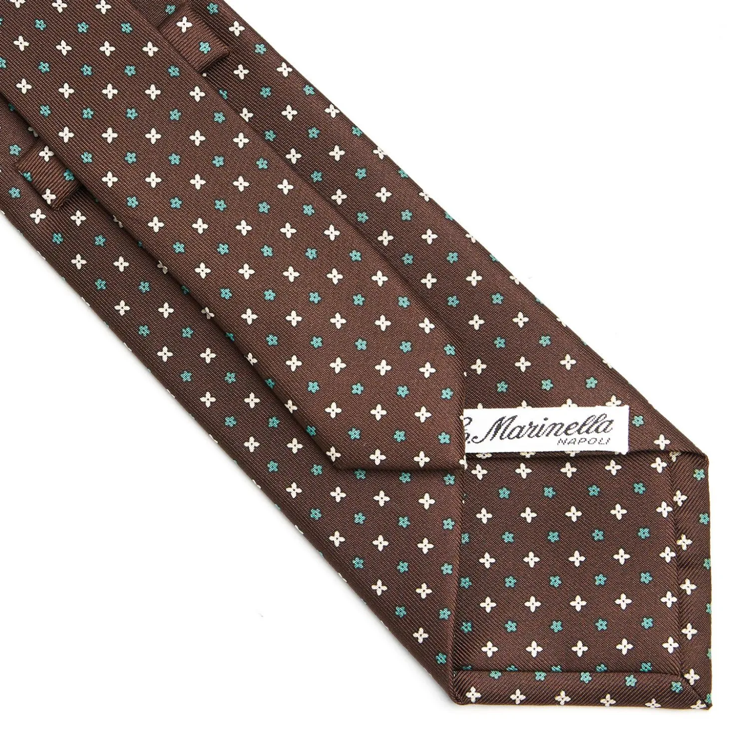 Dark Brown Sartorial Classic Silk Tie - Small Flower Pattern