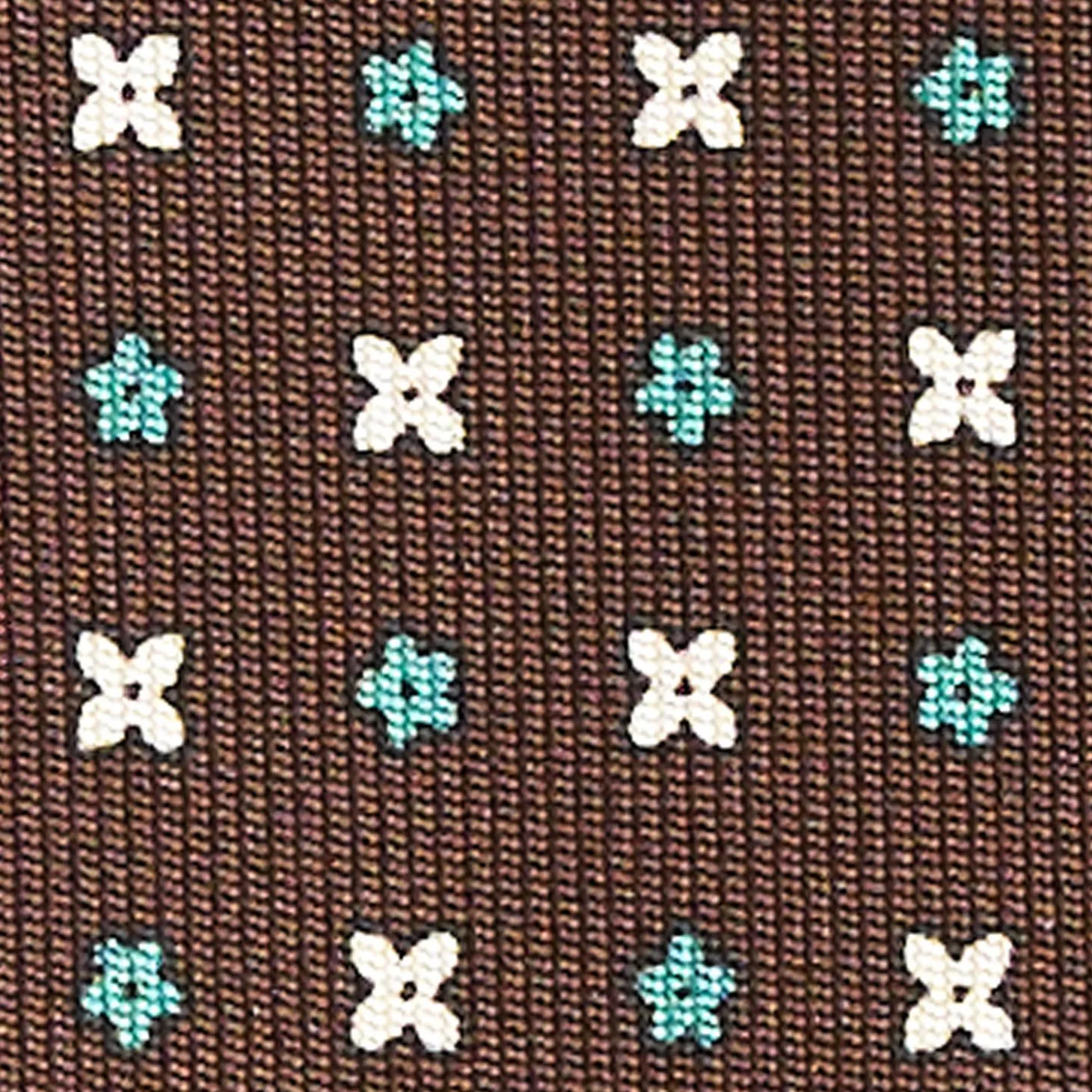 Dark Brown Sartorial Classic Silk Tie - Small Flower Pattern