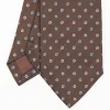 Dark Brown Sartorial Jacquard Silk Tie - Small Flower Designs