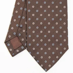 Dark Brown Sartorial Jacquard Silk Tie - Small Flower Designs