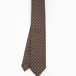 Dark Brown Sartorial Jacquard Silk Tie - Small Flower Designs