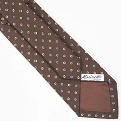 Dark Brown Sartorial Jacquard Silk Tie - Small Flower Designs