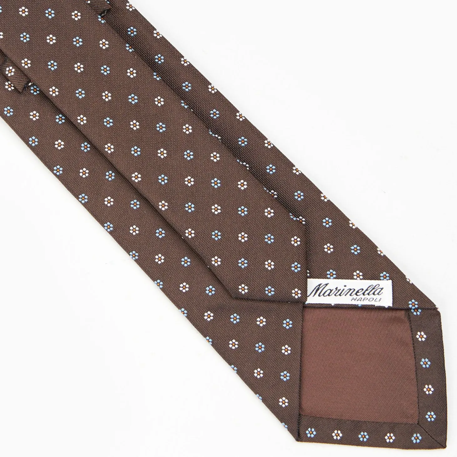 Dark Brown Sartorial Jacquard Silk Tie - Small Flower Designs