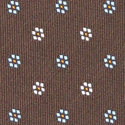 Dark Brown Sartorial Jacquard Silk Tie - Small Flower Designs